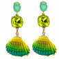 Preview: Ekaterini earrings sunrise shells, green Swarovski crystals and with gold accents